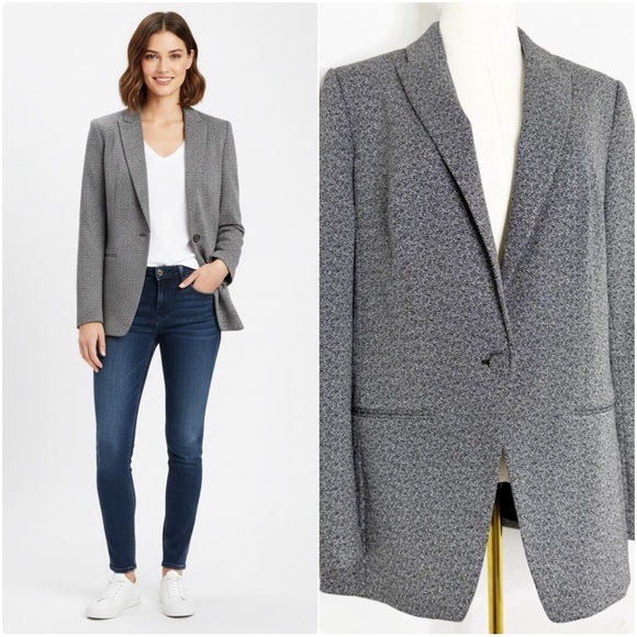 Express Black White Pattern Knit Blazer Jacket Size Medium NWOT Career - Picture 1 of 8